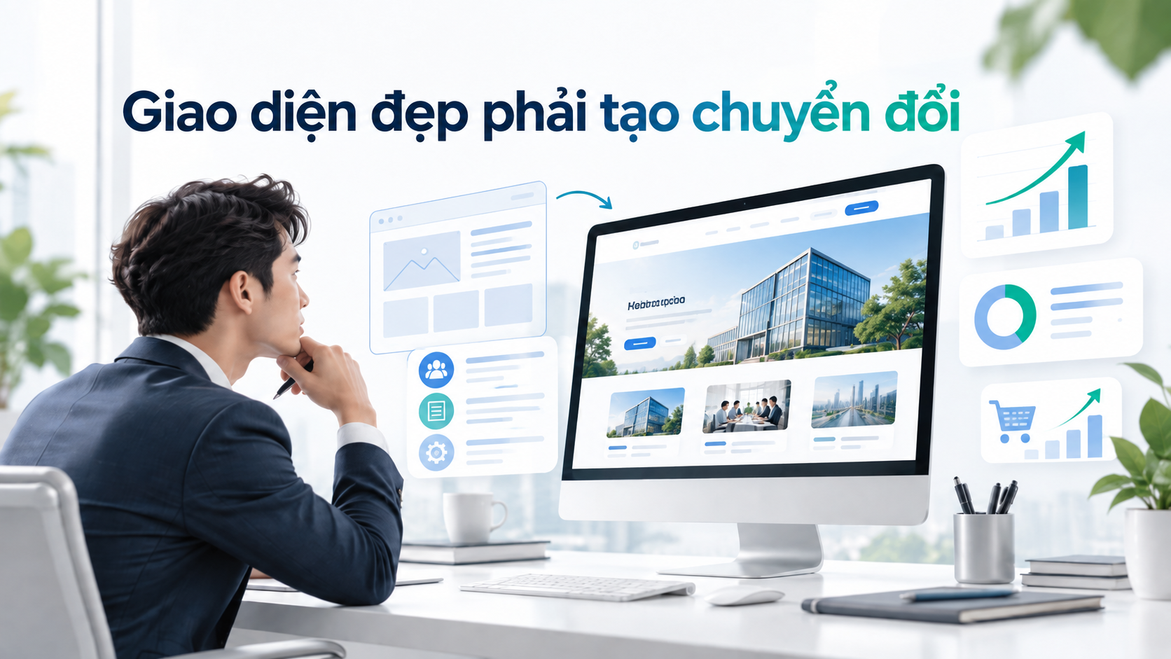 Giao diện website doanh nghiệp cần hỗ trợ chuyển đổi và hành trình người dùng